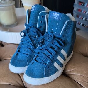 adidas Blue Suede Basket Profi Hidden Wedge Women's Sneakers